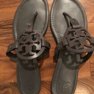 Tory Burch Miller Sandals Dark Gray Size 10